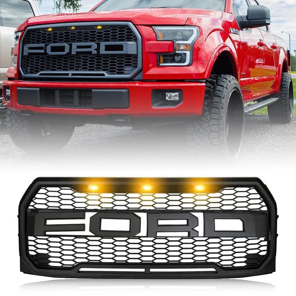 For 2015 2016 2017 Ford F150 F-150 Grill Raptor Style Front Grille Bumper Black