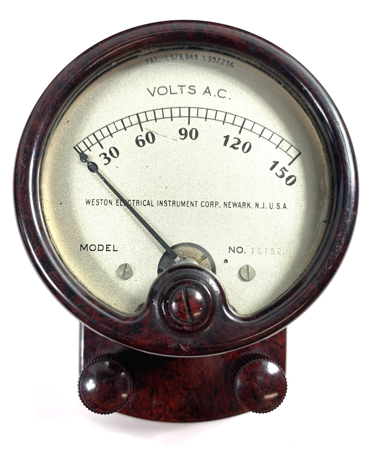 Weston Model 528 A.C. Volt Meter 0-150V | Reddish Brown Marbled Bakelite Weston Model 528 A.C. Volt Meter 0-150V | Reddish Brown Marbled Bakelite
