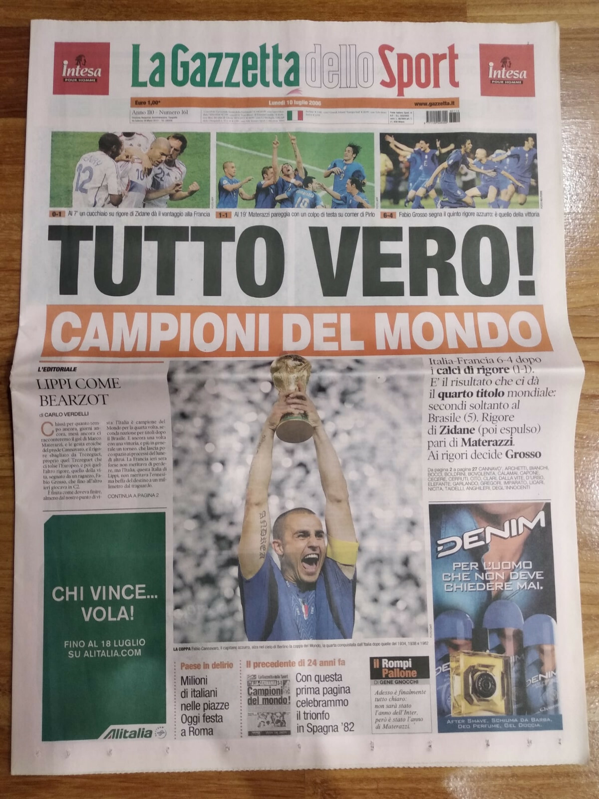 Gazzetta dello sport 2006 World Cup Italy World Champion ORIGINAL Gazzetta dello sport 2006 World Cup Italy World Champion ORIGINAL