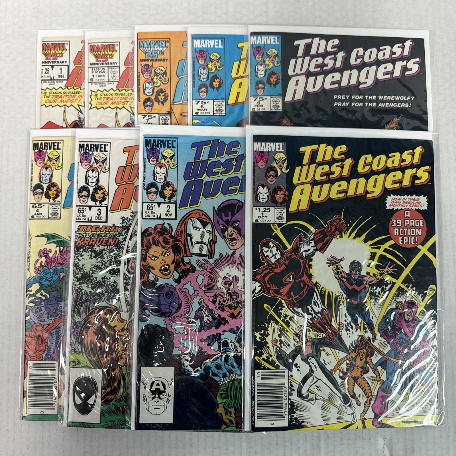 West Coast Avengers #1-7 + Annual 1 Lot Of 9 Marvel Comics 1985 1986 Newstands