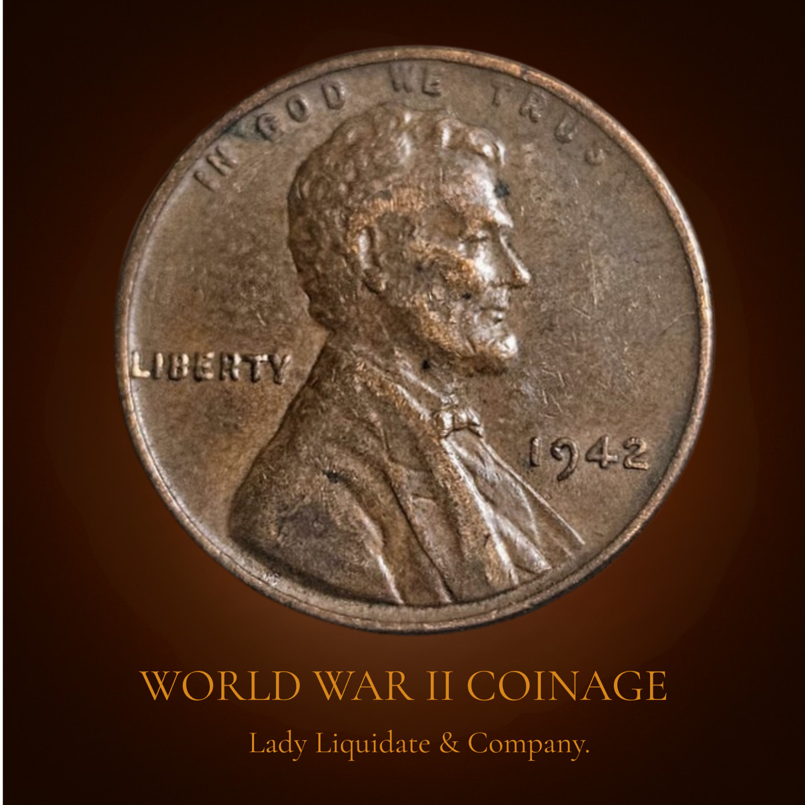 1942 Wheat Penny WWII Copper Cent - The Fading Trust Penny - Faint \