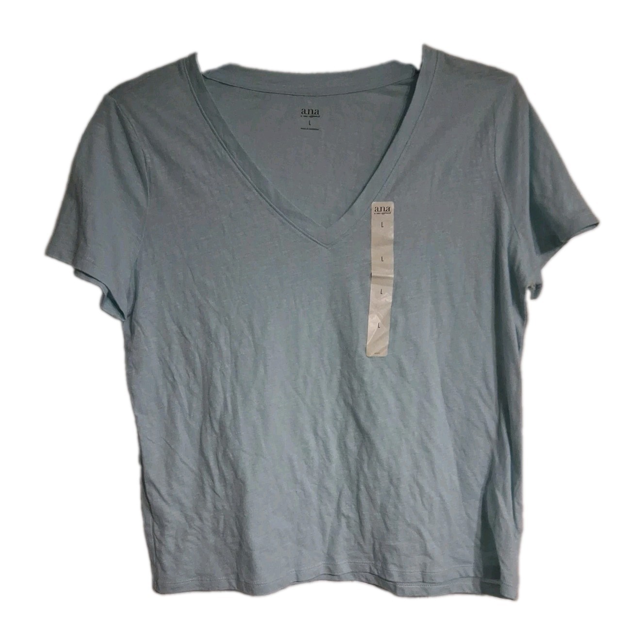 NWT Women\'s a.n.a Short Sleeve V-Neck Tee Size L Starlight Blue NWT Women\'s a.n.a Short Sleeve V-Neck Tee Size L Starlight Blue