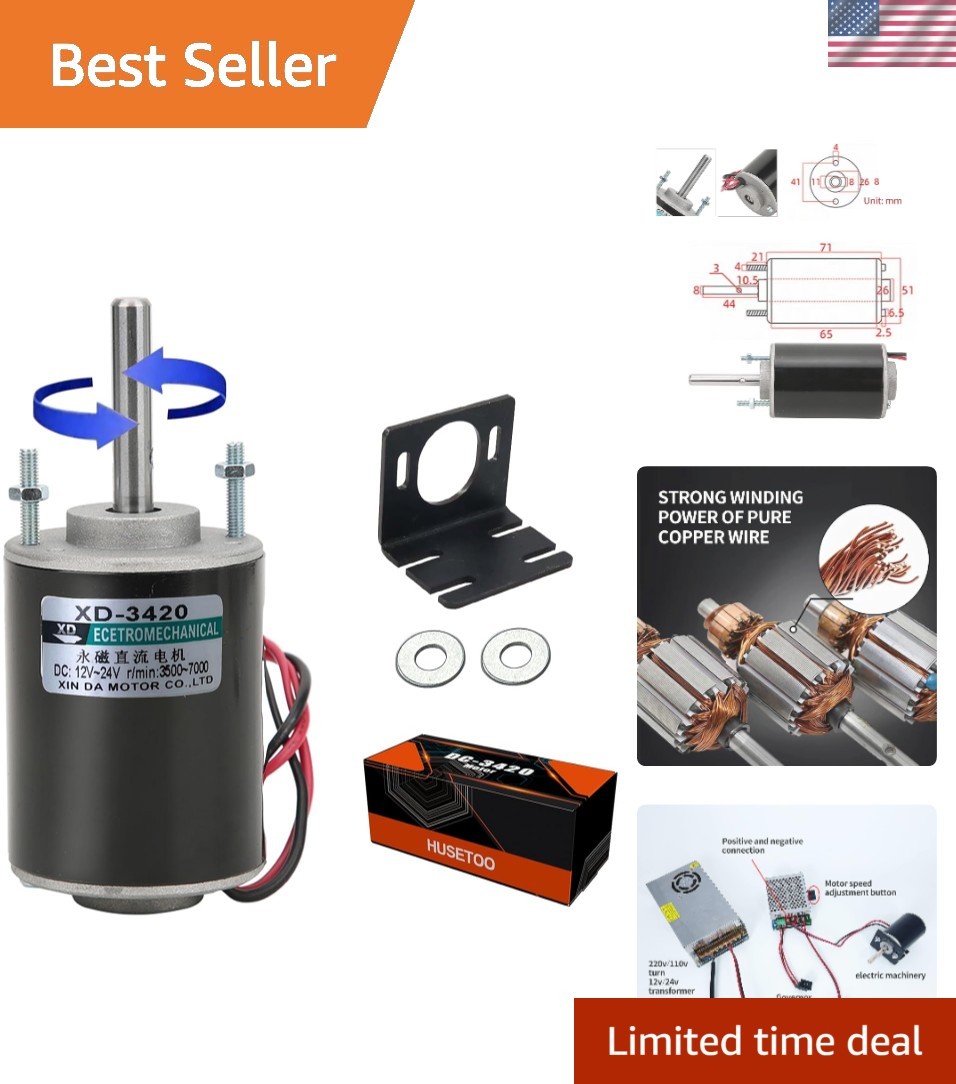 High Torque DC Motor 12 V/24 V Permanent Magnet Motor Mini DC Motor DIY Gener...