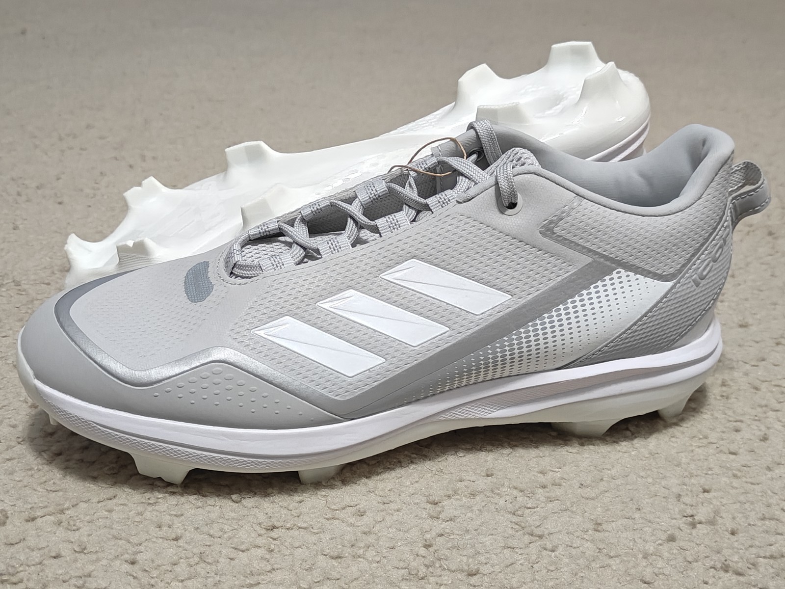 Adidas Icon 7 TPU Molded Baseball Cleats Gray White FZ1560 Multiple Sizes