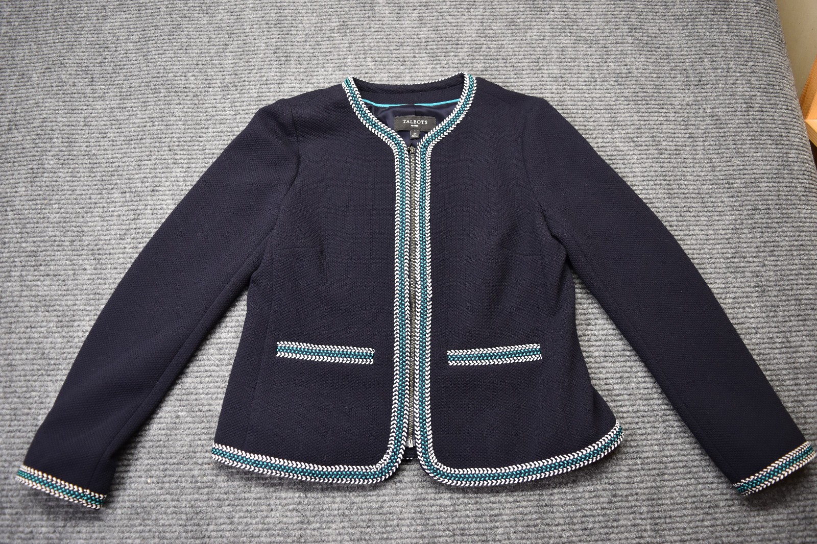 Talbots Women\'s 2P Navy Braided-Trim Jacket Blazer NEW WITH TAGS Office Career