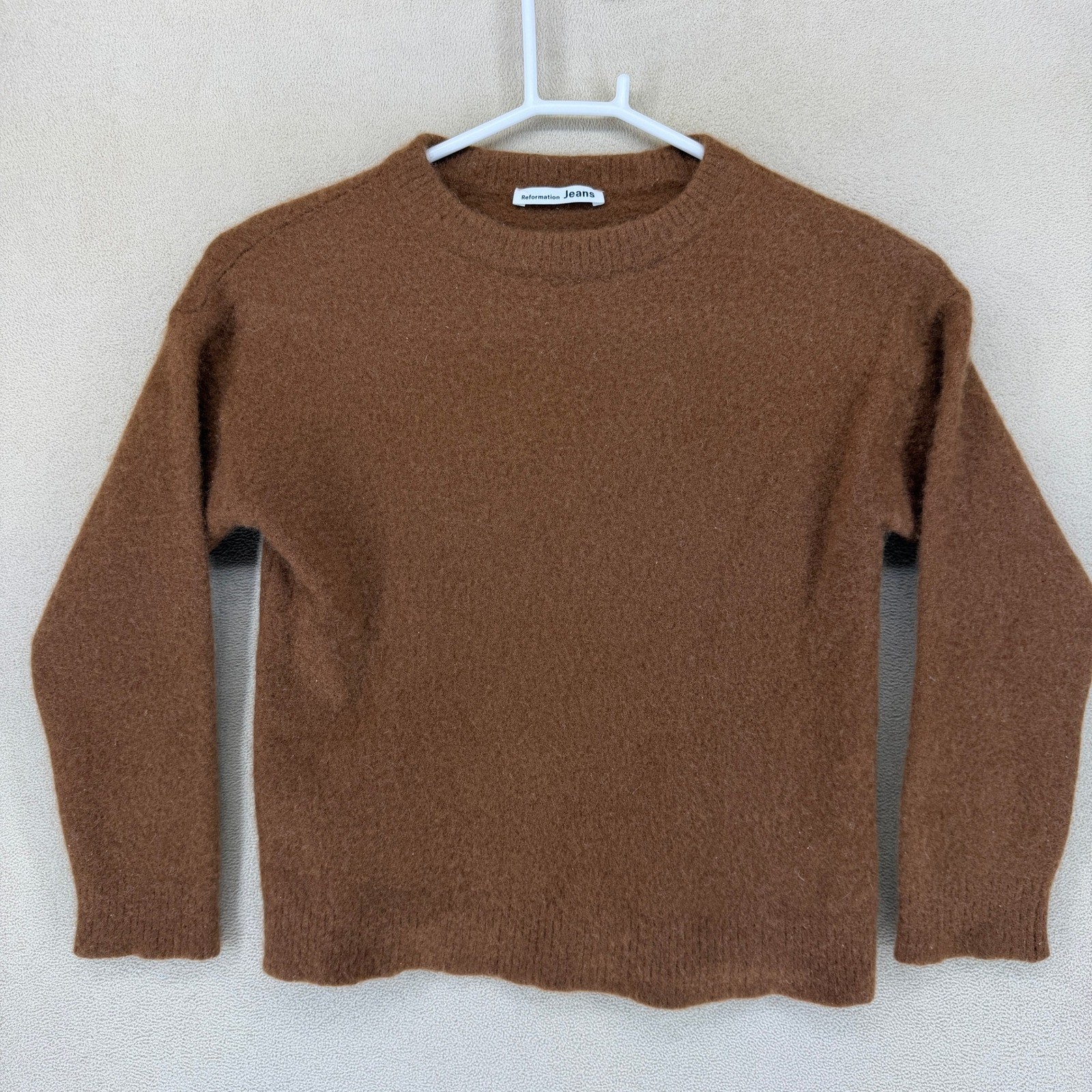 Reformation Jeans Brown Recycled Cashmere Blend Crew Neck Sweater XS