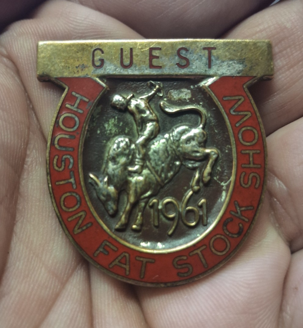 Houston Fat Stock Show and Rodeo 1961 Guest Badge Pin Vintage Original