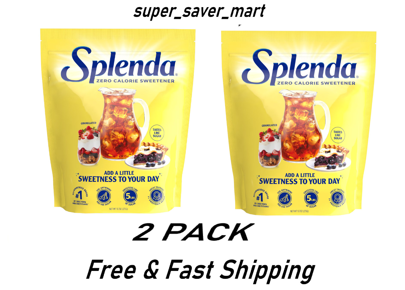 SPLENDA No Calorie Sweetener, Granulated Sugar Substitute, Resealable Twin Pack
