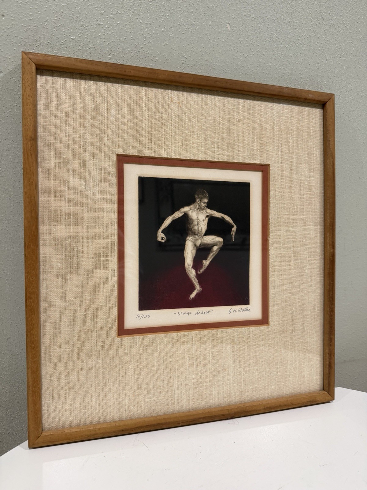 GH ROTHE Original MALE BALLET DANCER Pencl Signed STAGE DEBUT LE MEZZOTINT PRINT