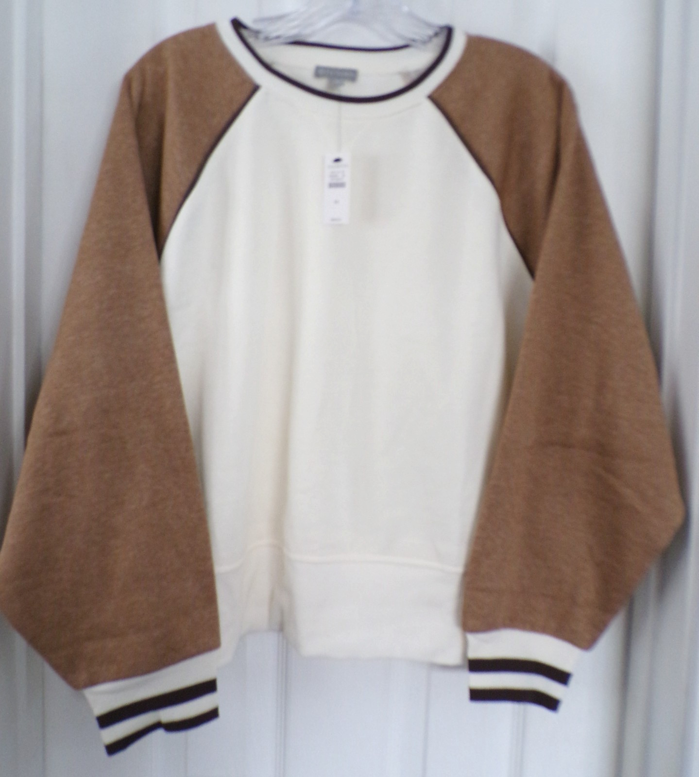 NWT NEW FALL T BY TALBOTS MEDIUM COZY FLEECE COLORBLOCK PULLOVER TOP  $89.50