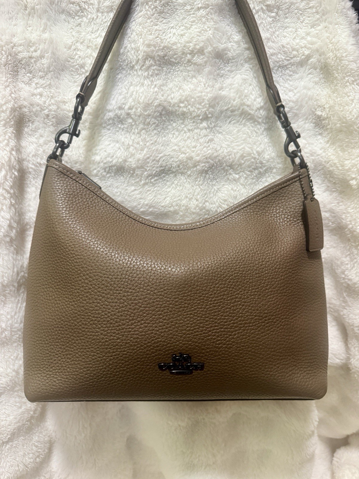 Coach Laurel Shoulder Bag In Dark Stone And Gunmetal CR148 Coach Laurel Shoulder Bag In Dark Stone And Gunmetal CR148