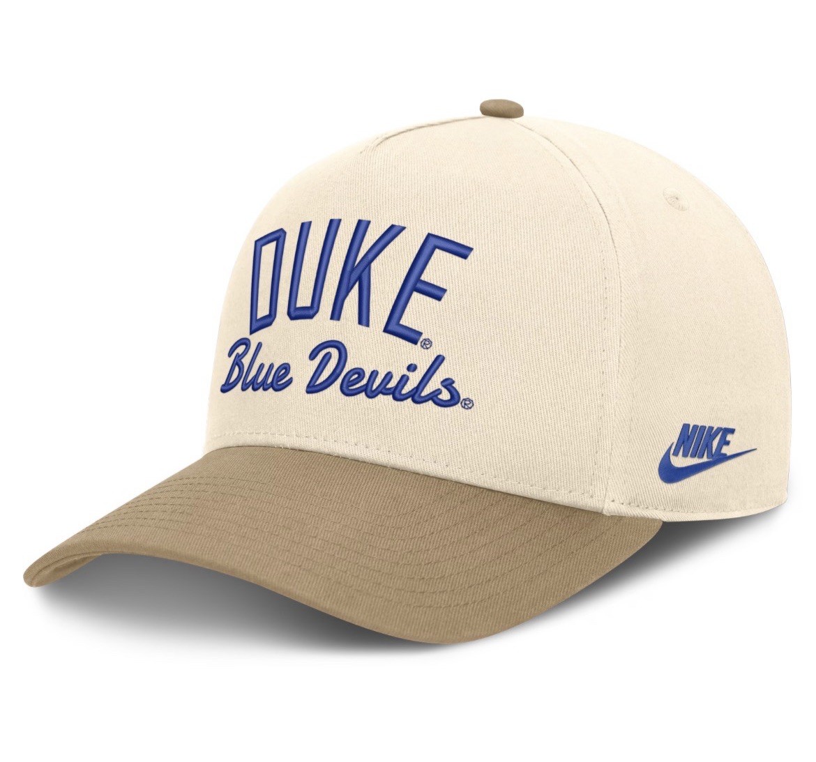 NWT Duke Blue Devils Nike Unisex Legacy Rise Cap Adjustable Hat Natural/Beige