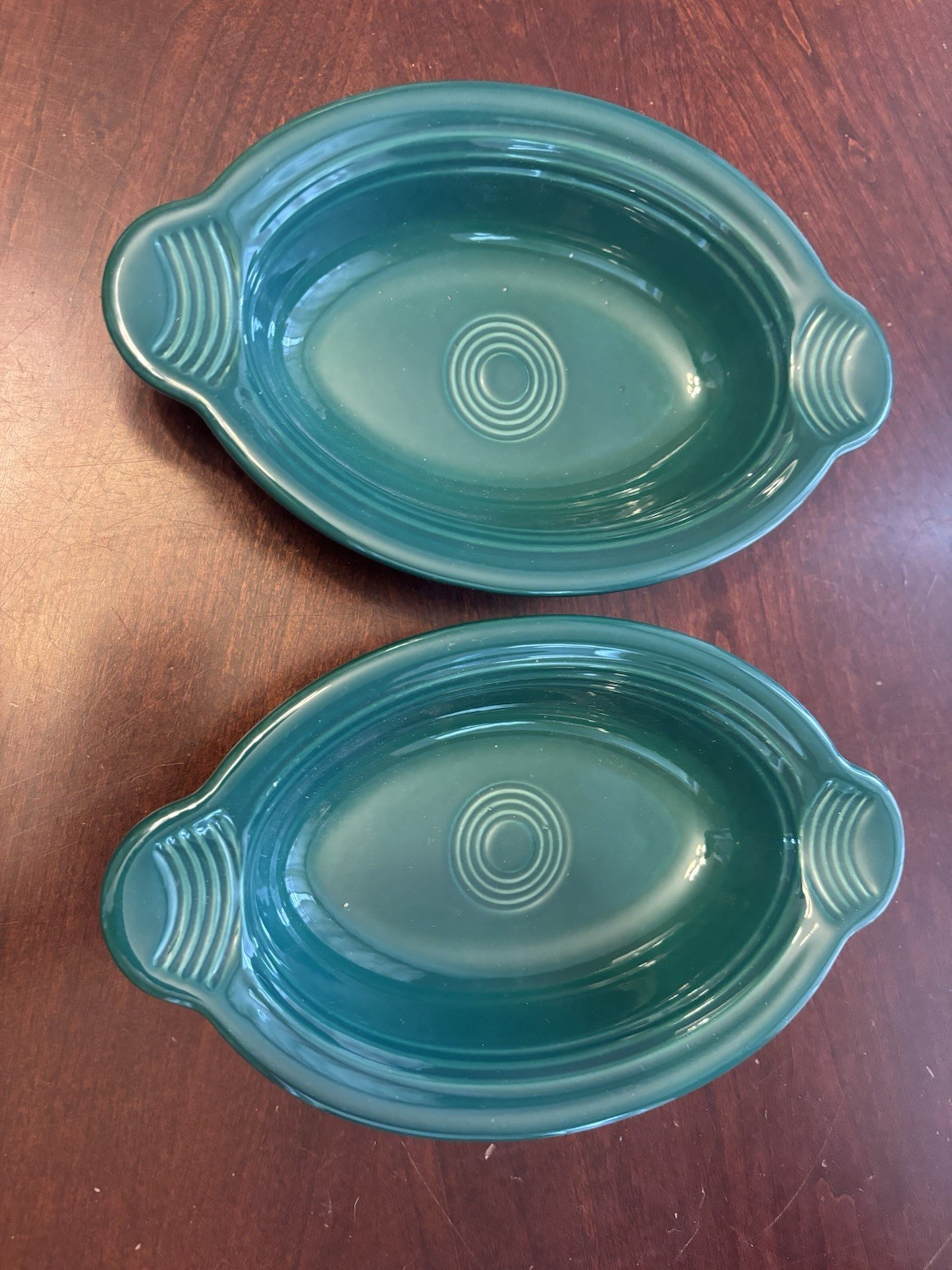 Fiesta Ware Individual Oval Casserole Baker Evergreen Green Unused Set Of 2 Fiesta Ware Individual Oval Casserole Baker Evergreen Green Unused Set Of 2