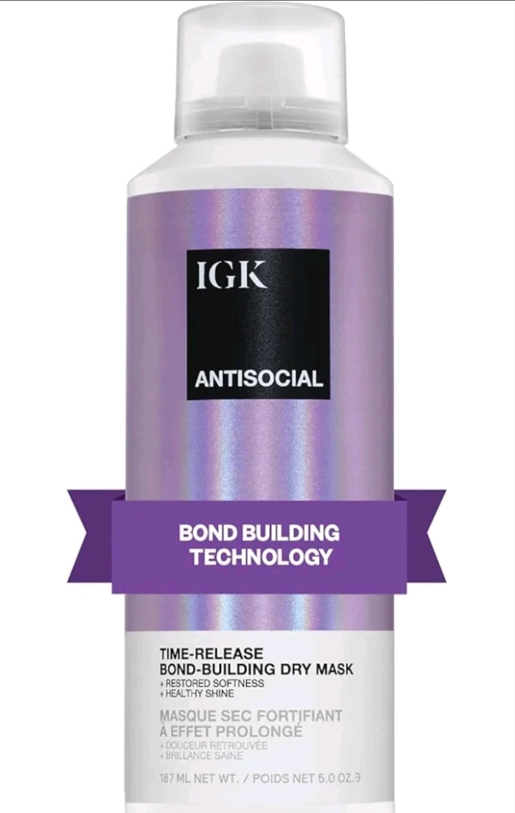 IGK Antisocial Time Released Bond-Building Dry Hair Mask 5 oz Softens + Shine IGK Antisocial Time Released Bond-Building Dry Hair Mask 5 oz Softens + Shine