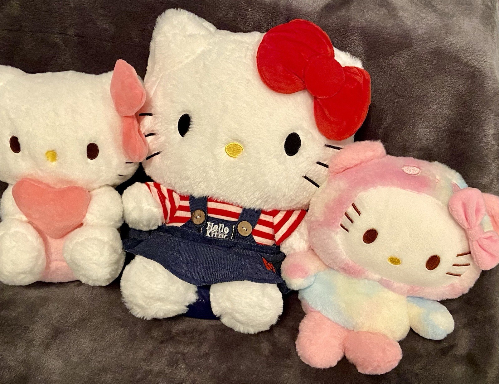 3 Hello Kitty Incredibly Soft Plush Stuffed Animals, 12” & 9” NEW