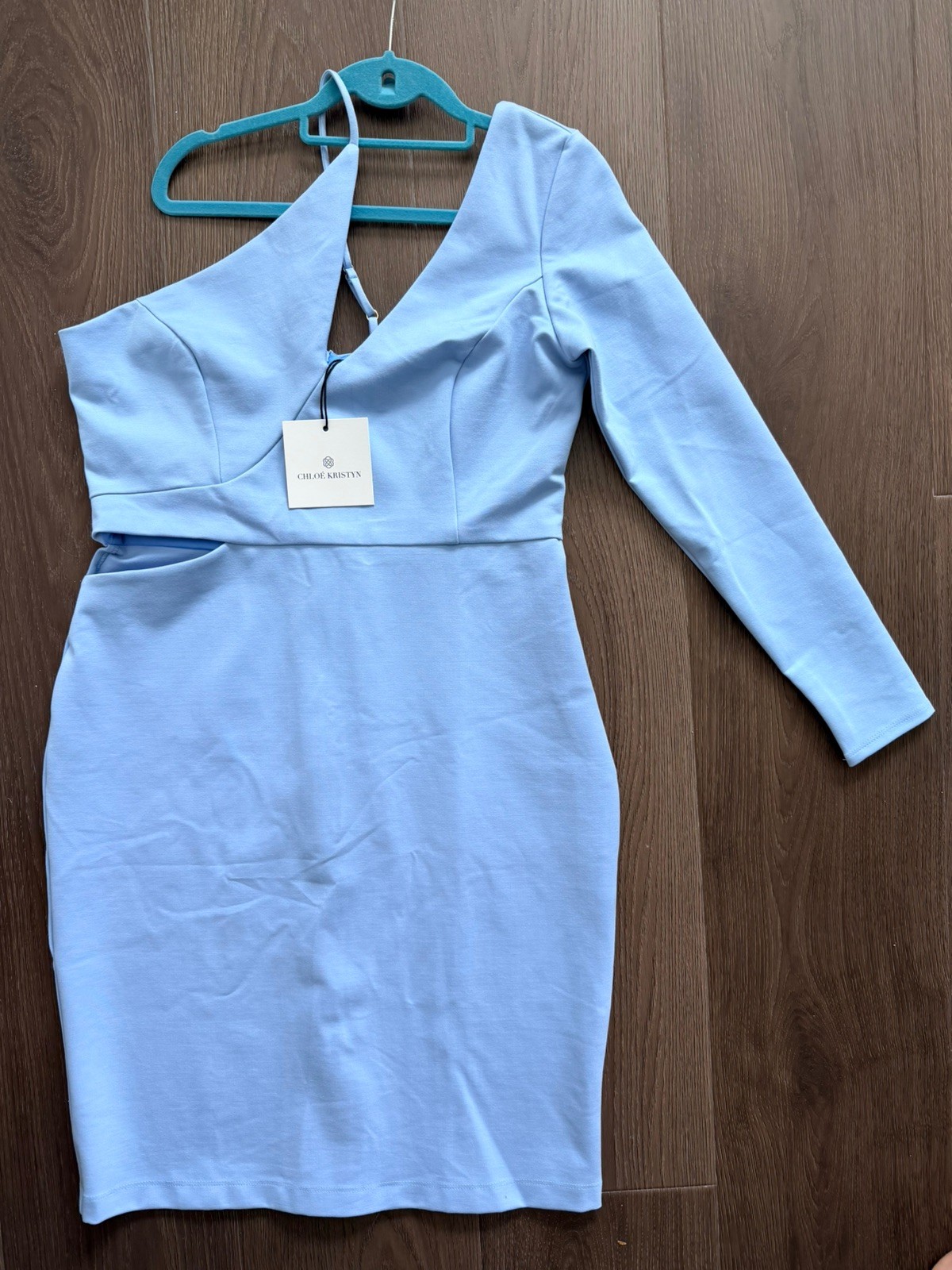 Chloe Kristyn One Shoulder and Slit Knit Dress in Dusk Blue Size L NWT $338 Chloe Kristyn One Shoulder and Slit Knit Dress in Dusk Blue Size L NWT $338