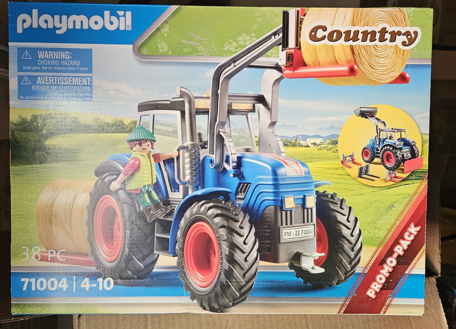 *NEW* Playmobil Country Tractor With Bucket Forks #71004 Farm Agricultural Blue *NEW* Playmobil Country Tractor With Bucket Forks #71004 Farm Agricultural Blue