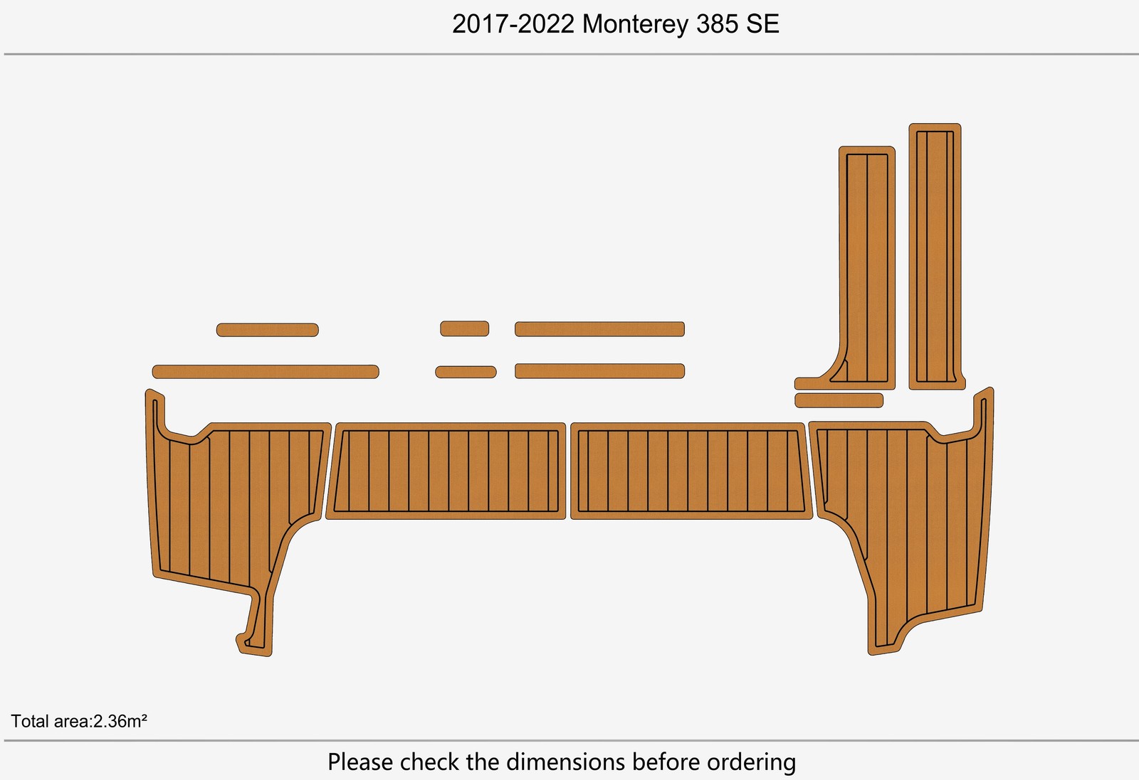 2020 Monterey 385 SE Swim Platform Boat EVA Foam Pad Teak Deck Faux Flooring Mat