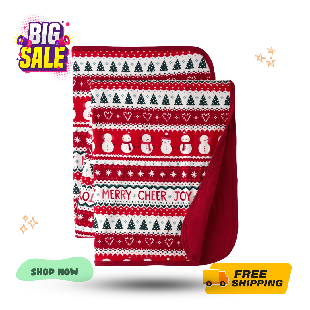 [FASH SALE] Little Sleepies Festive Fair Isle Large Cloud Blanket Bamboo Holiday