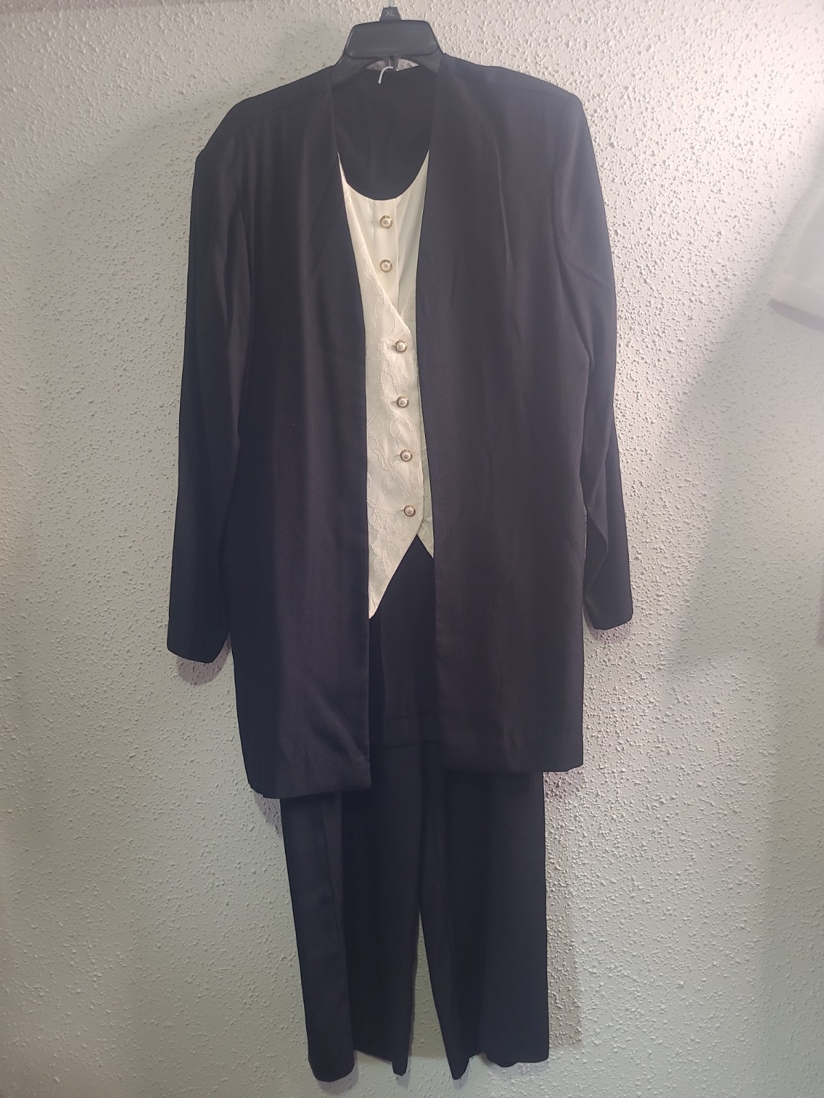 Vintage 80s Grandma Glam Sophisticated Set Black & Ivory Faux Vest Pant Suit 14 Vintage 80s Grandma Glam Sophisticated Set Black & Ivory Faux Vest Pant Suit 14