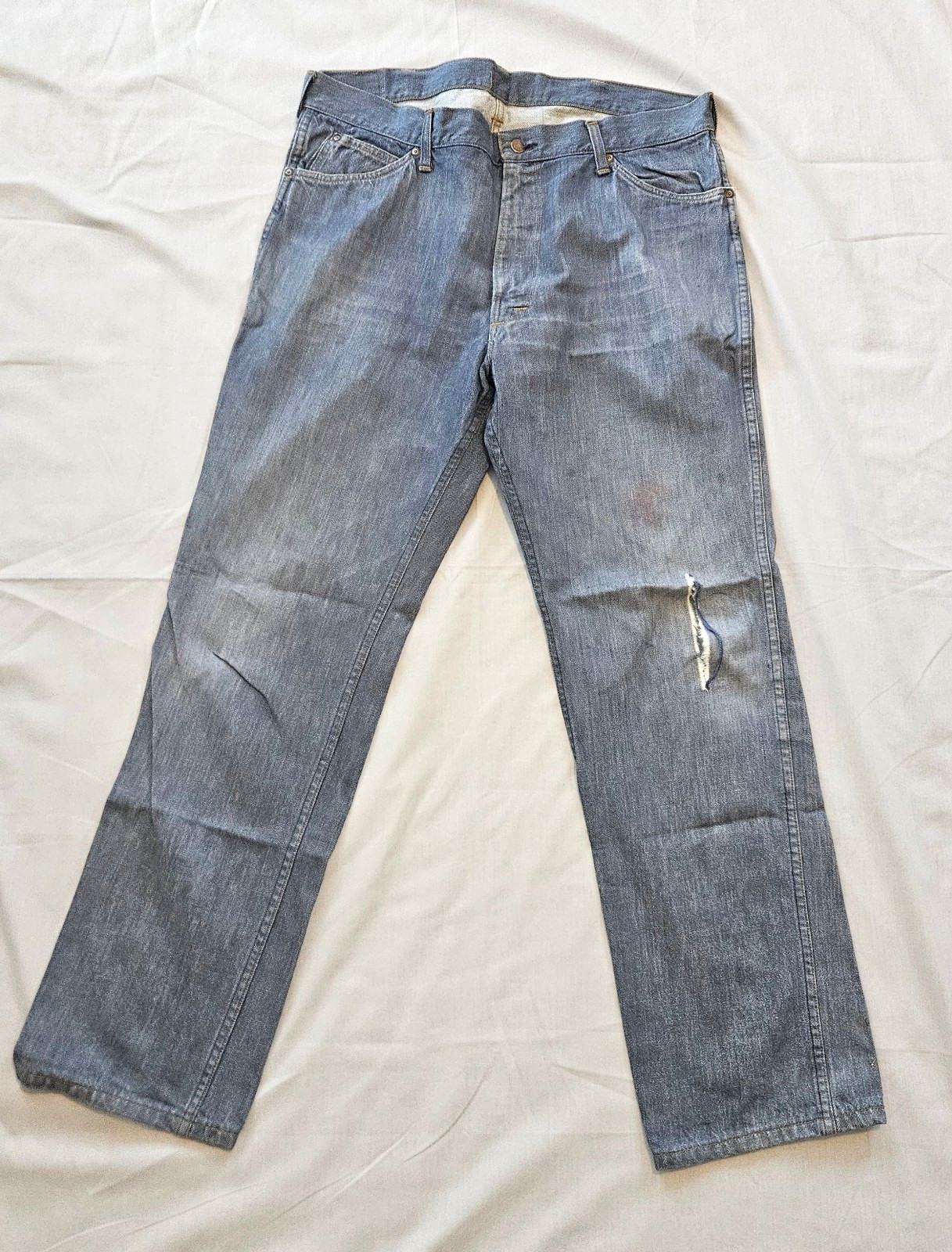 Vintage 1968 Sears Roebucks Jeans USA Gripper Zip Single Stitch Distressed 38x32
