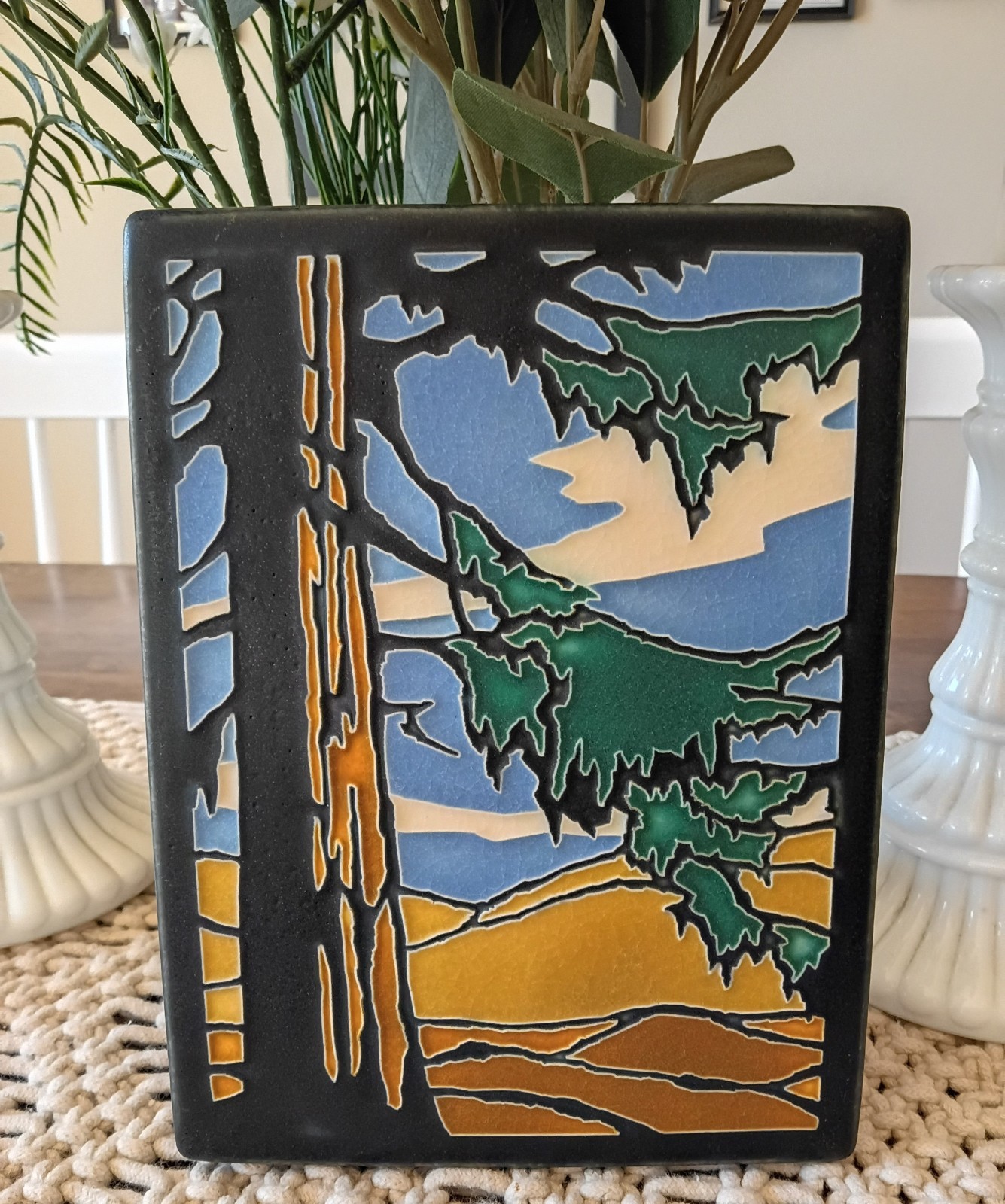 Motawi Tileworks 6x8 Redwood Ceramic Art Tile Yoshiko Yamamoto Ann Arbor MI