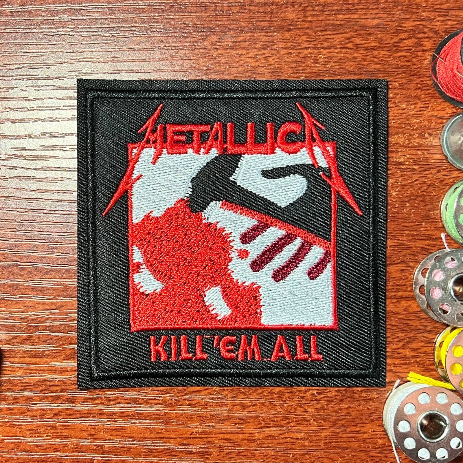 Metallica Patch Kill em All Cover Heavy Metal Embroidered Iron On 3.25x3.25\ Metallica Patch Kill em All Cover Heavy Metal Embroidered Iron On 3.25x3.25\