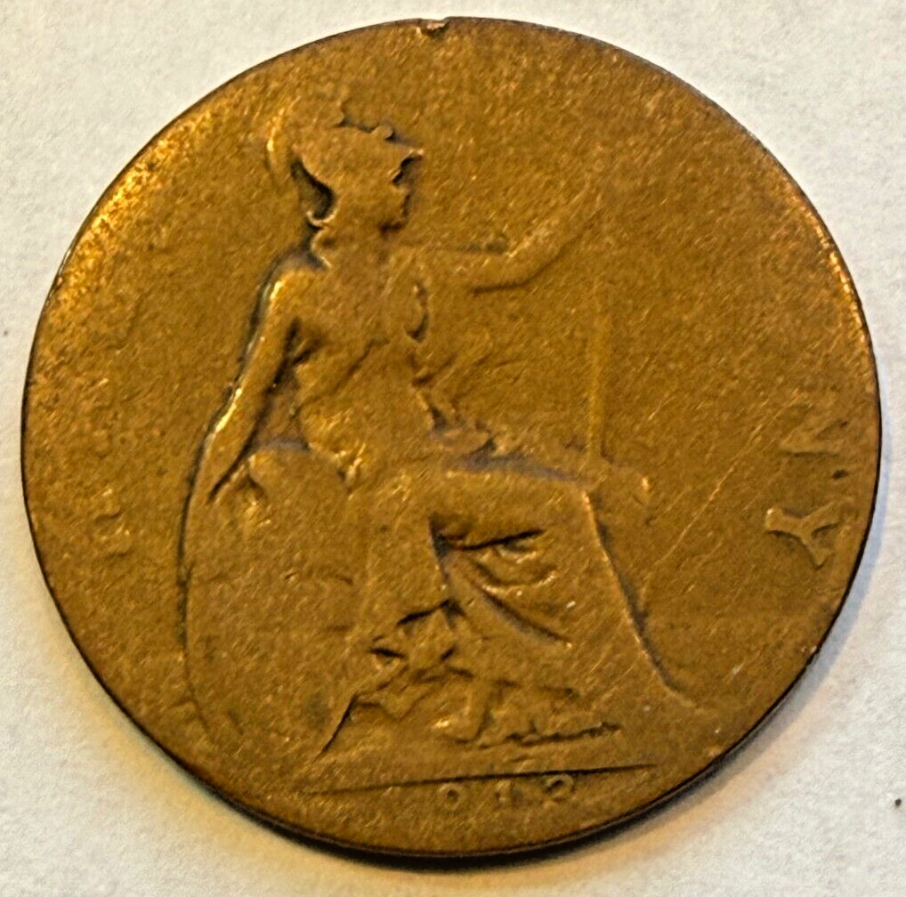 GREAT BRITAIN GB UK KM809 1912 1/2 PENNY OLD ANTIQUE VINTAGE COIN England GREAT BRITAIN GB UK KM809 1912 1/2 PENNY OLD ANTIQUE VINTAGE COIN England
