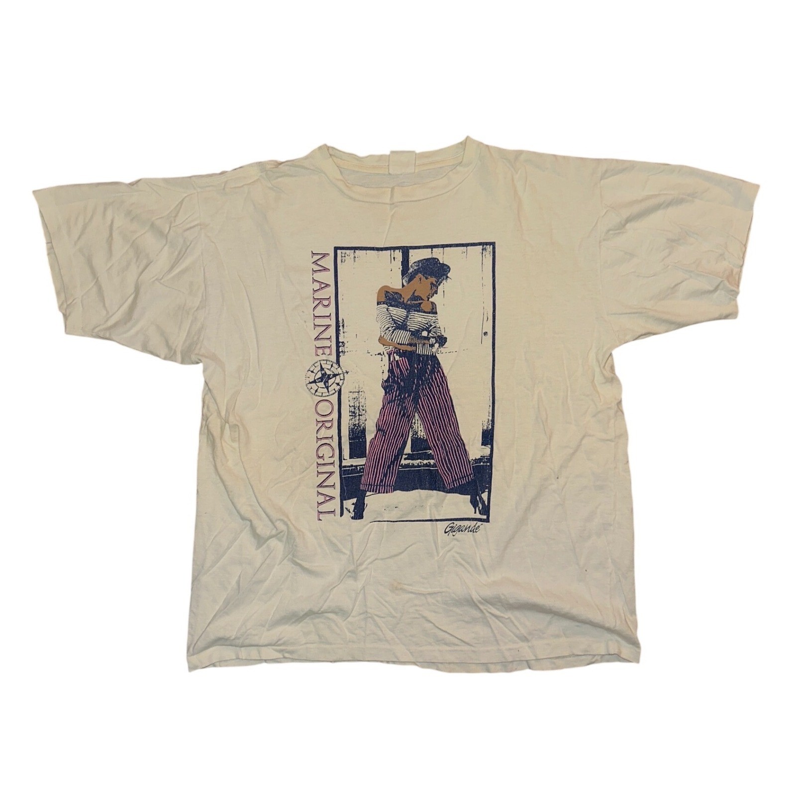 Vintage Marine Original Gigande Graphic T-Shirt Single Stitch Cream Mens XL Vintage Marine Original Gigande Graphic T-Shirt Single Stitch Cream Mens XL
