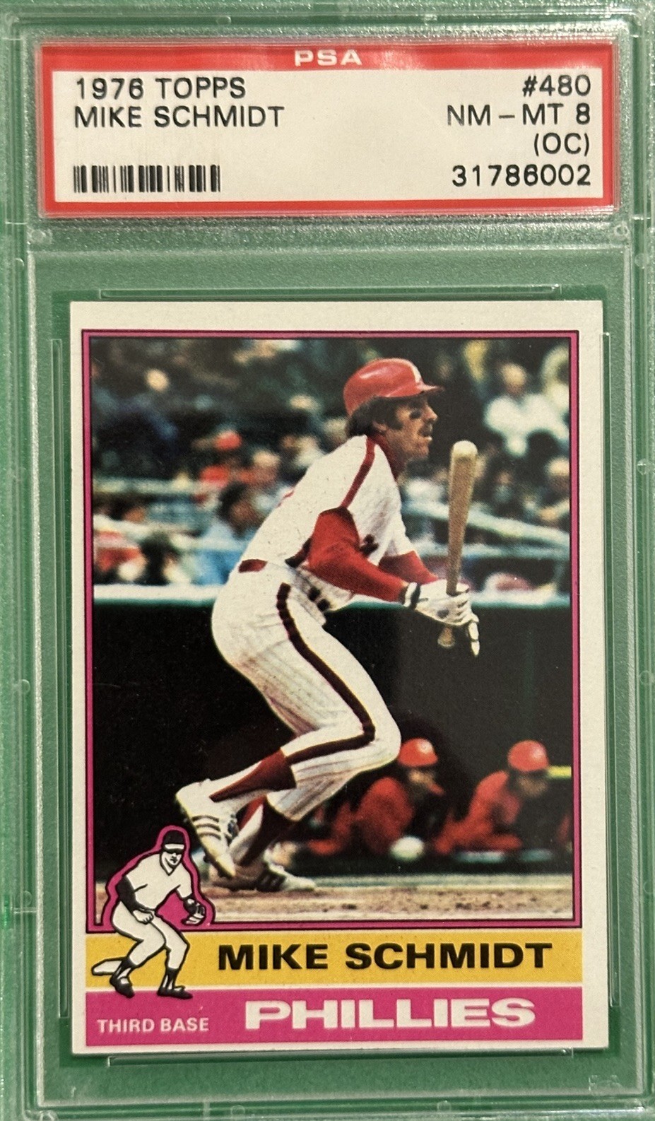 1976 Topps Mike Schmidt #480 Phillies PSA 8 NM/MT (OC) 1976 Topps Mike Schmidt #480 Phillies PSA 8 NM/MT (OC)
