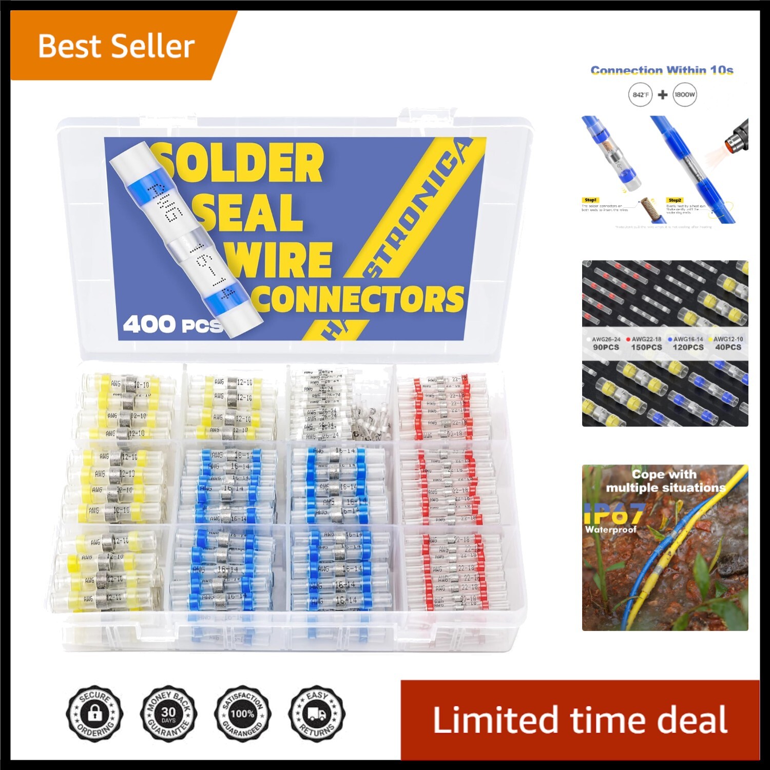 400PCS Versatile Waterproof Heat Shrink Butt Connectors for DIY & Professionals
