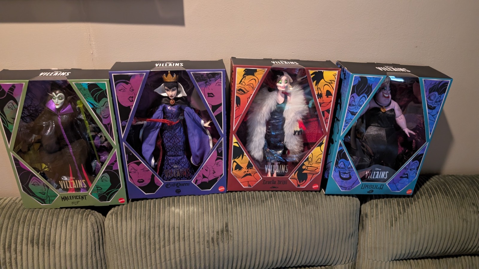 Disney Villains Collector Edition Evil Queen Ursula Maleficent Cruella Set 