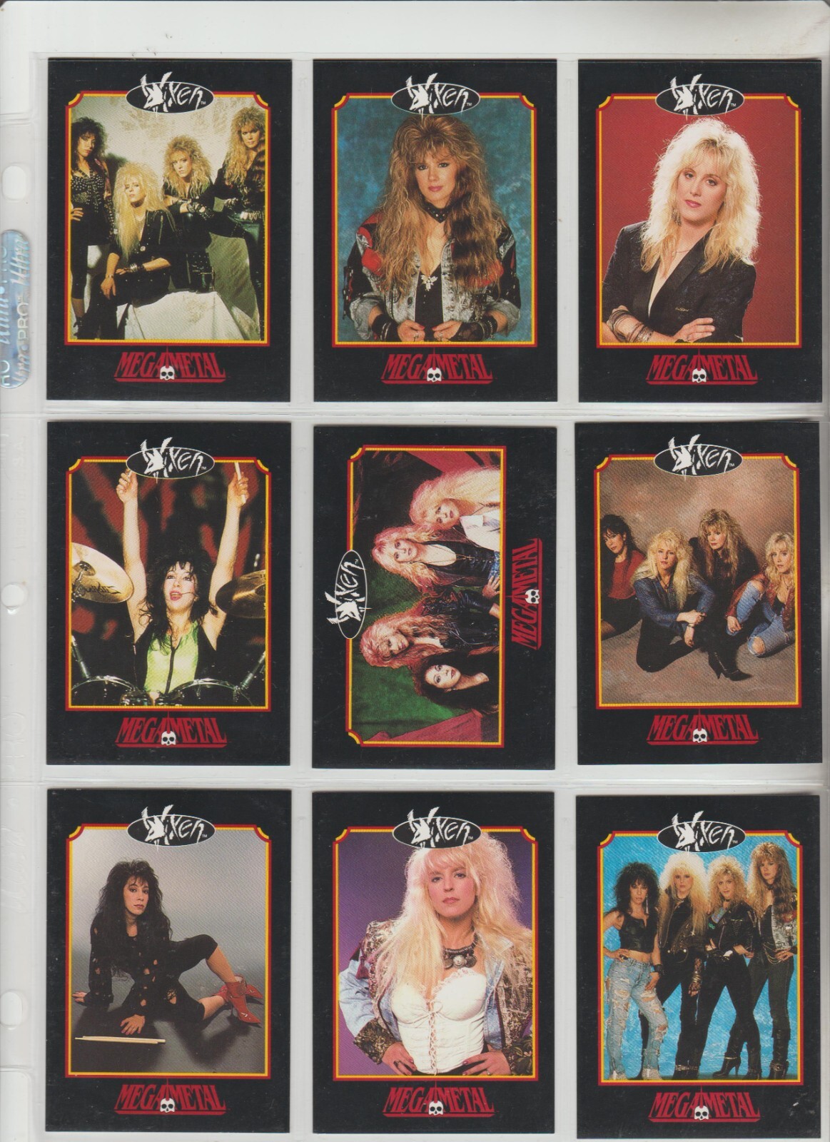 VIXEN 1991 MEGA METAL 9 CARD SUBSET LOT WITH BAND PIN
