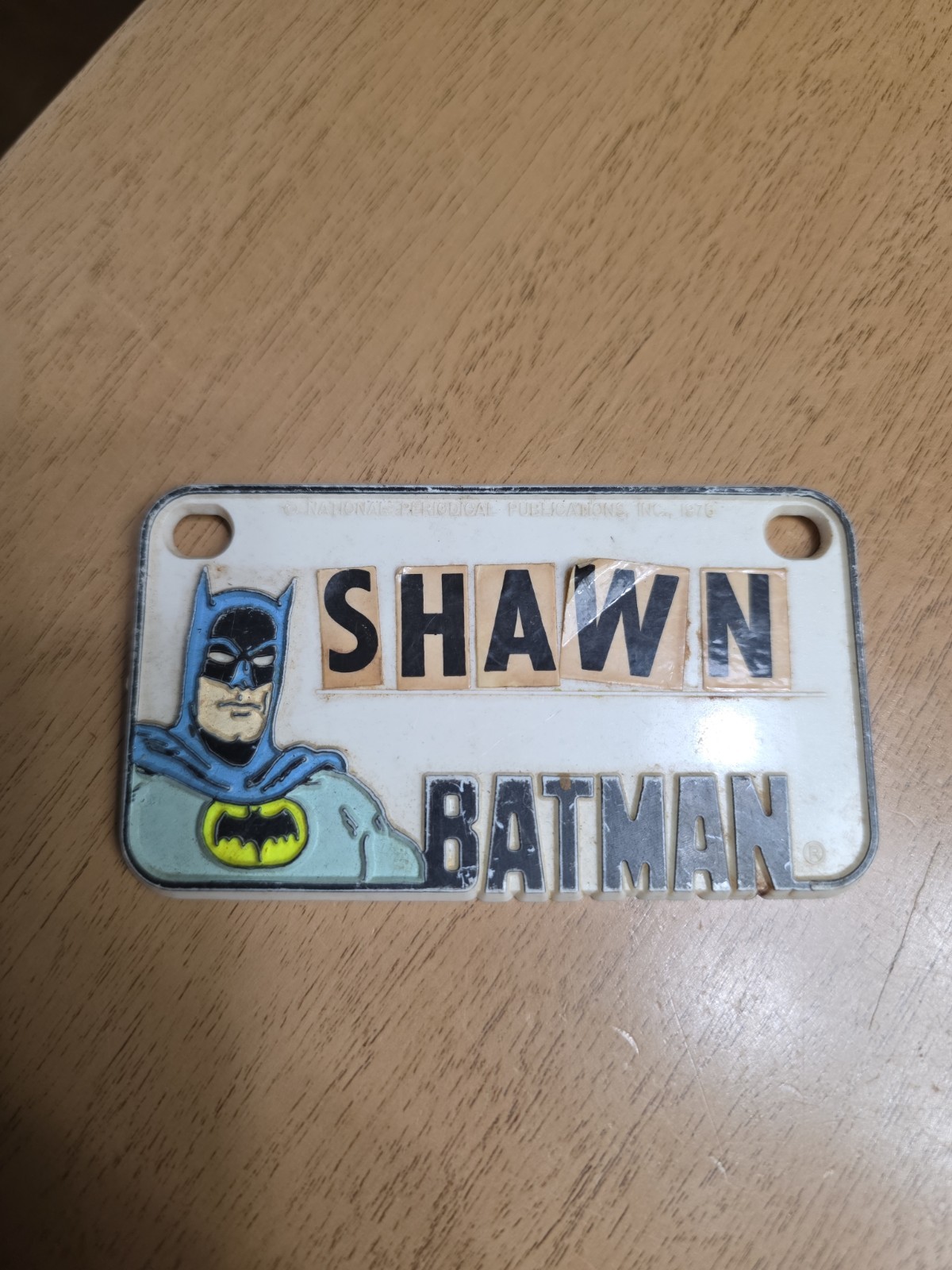 1976 Vintage Batman Children's Bike License Plate - Magnet- Shawn