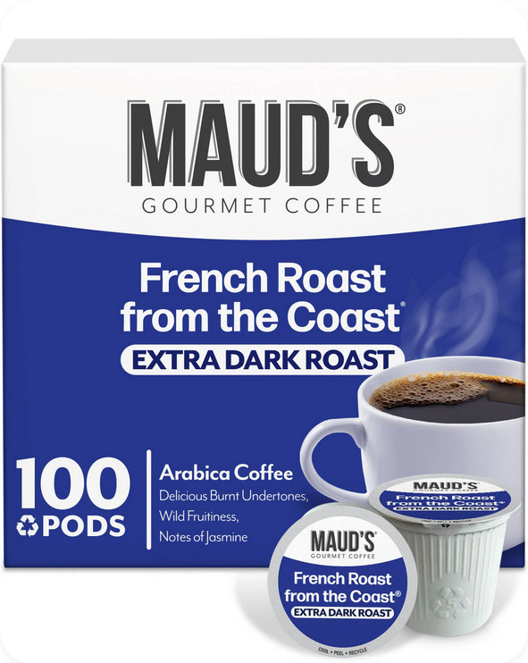 Maud’s French Roast Coffee Pods – Bold Dark Roast - 100 Ct