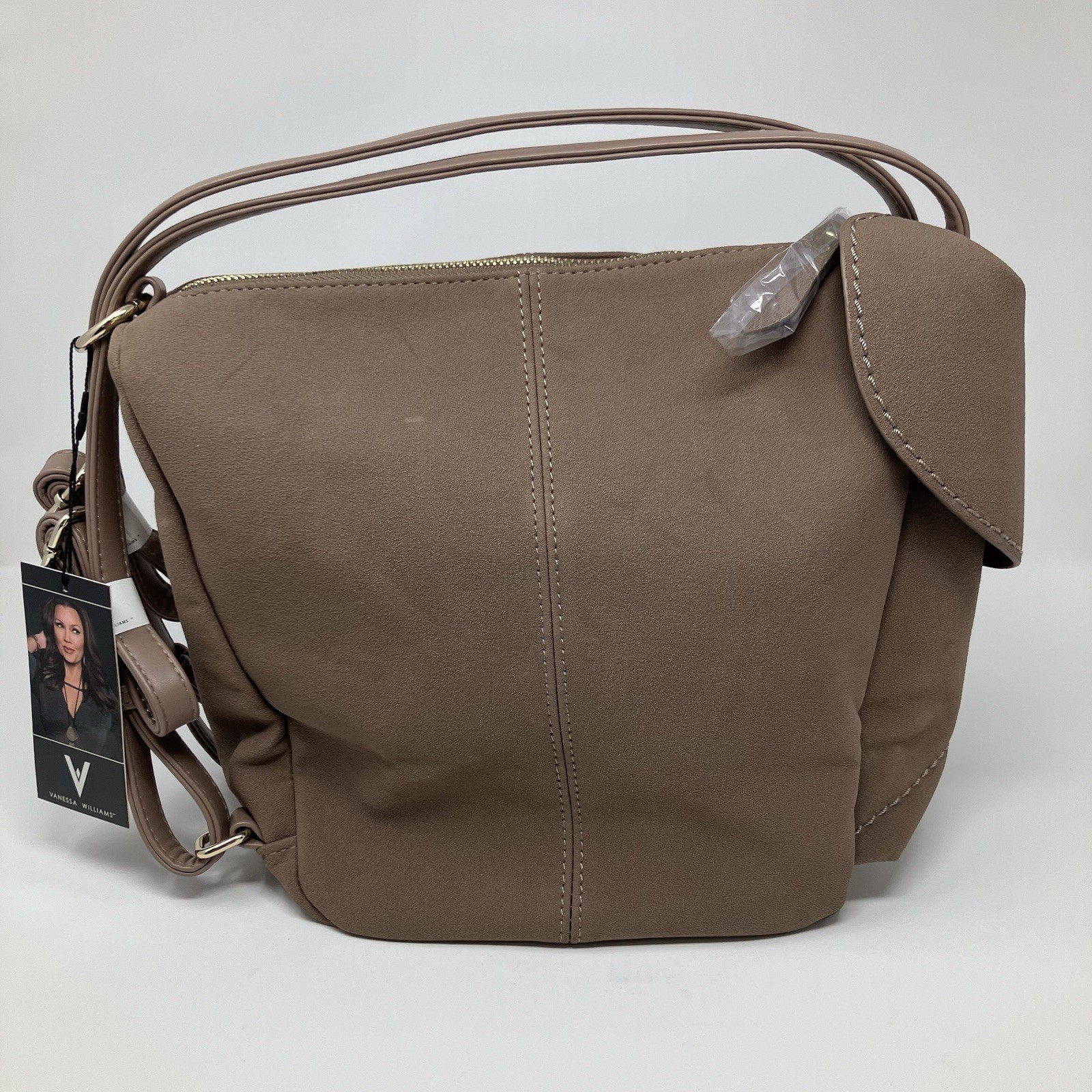 NWT Vanessa Williams Sling Backpack Purse Bag Fawn Taupe Beige Convertible