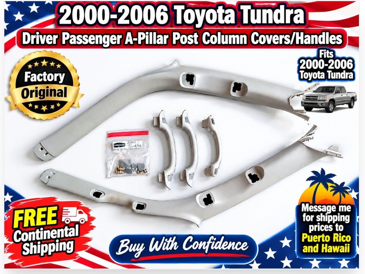 OEM ✅2000-2004 Toyota Tundra Access Cab A-Pillar Trim Covers Grab Handles Gray