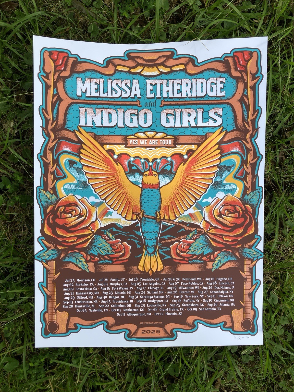 Melissa Etheridge & Indigo Girls Yes We Are 2025 Official Tour Poster - Signed Melissa Etheridge & Indigo Girls Yes We Are 2025 Official Tour Poster - Signed