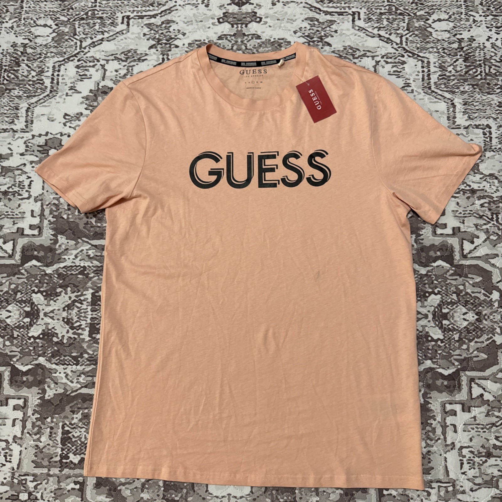 NWT Guess Samuel NT Logo Crew Neck T-Shirt Orange Men\'s Size L. C7 NWT Guess Samuel NT Logo Crew Neck T-Shirt Orange Men\'s Size L. C7