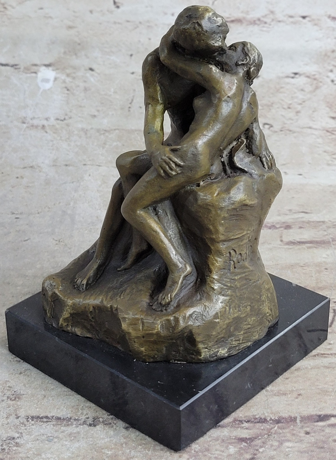 Exquisite Artistry: Signed Rodin Kiss Love Bronze Sculpture Statue Fine Art Gift
