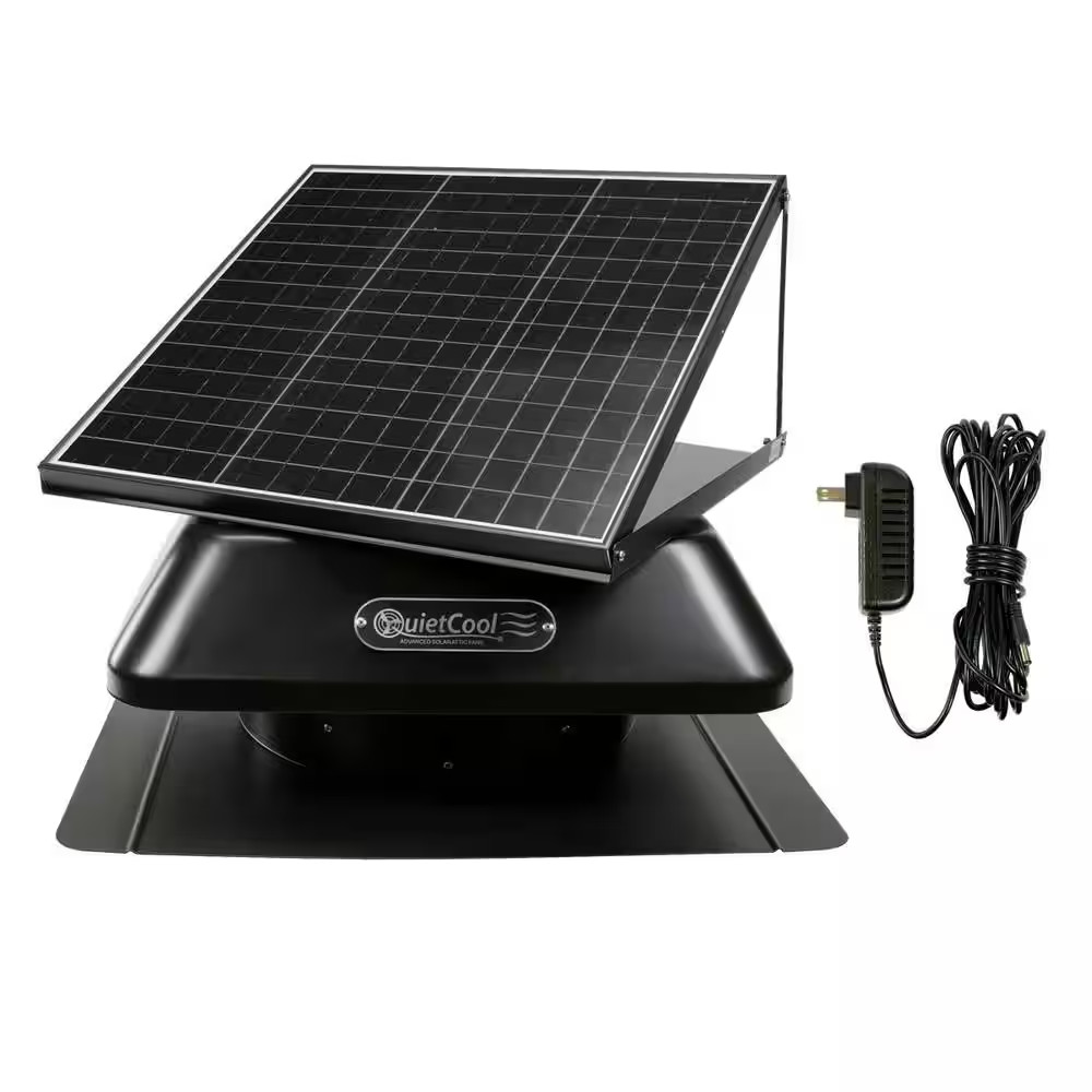 40-Watt Hybrid Solar/Electric Powered Roof Mount Attic Fan with Included Inverte