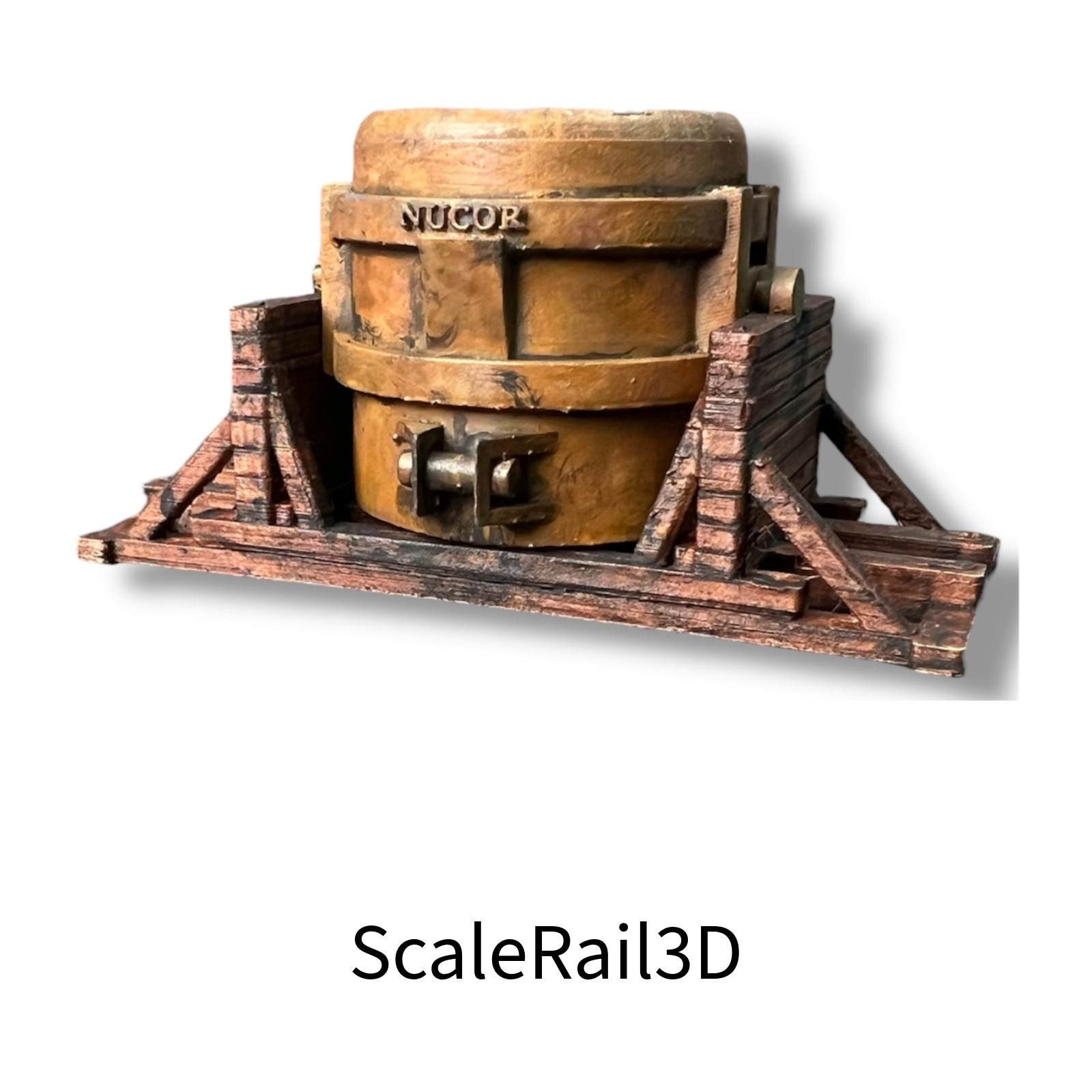 N Scale Steel Mill Ladle (Cauldron) Flat Car Load – with Custom Cradles