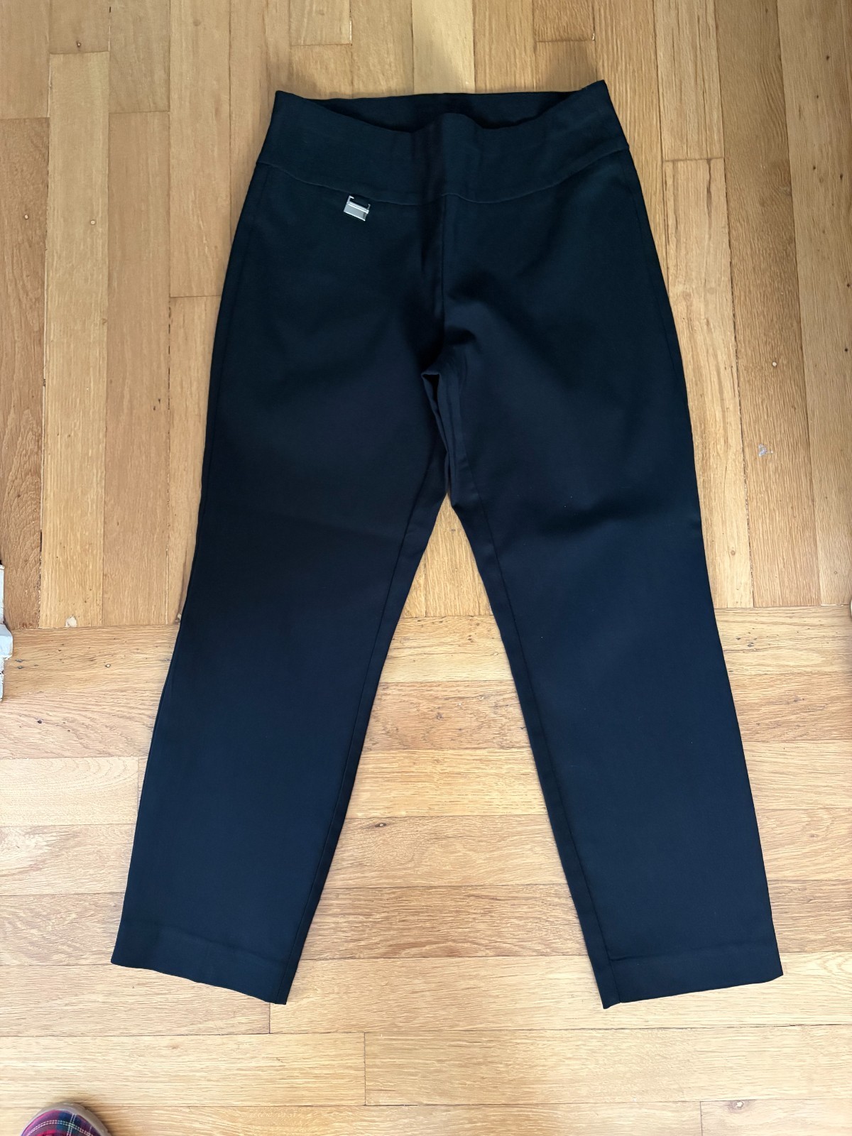 Capris Alfani Womens Pants Black Flat Front Straight Leg Elastic Waist Size 2