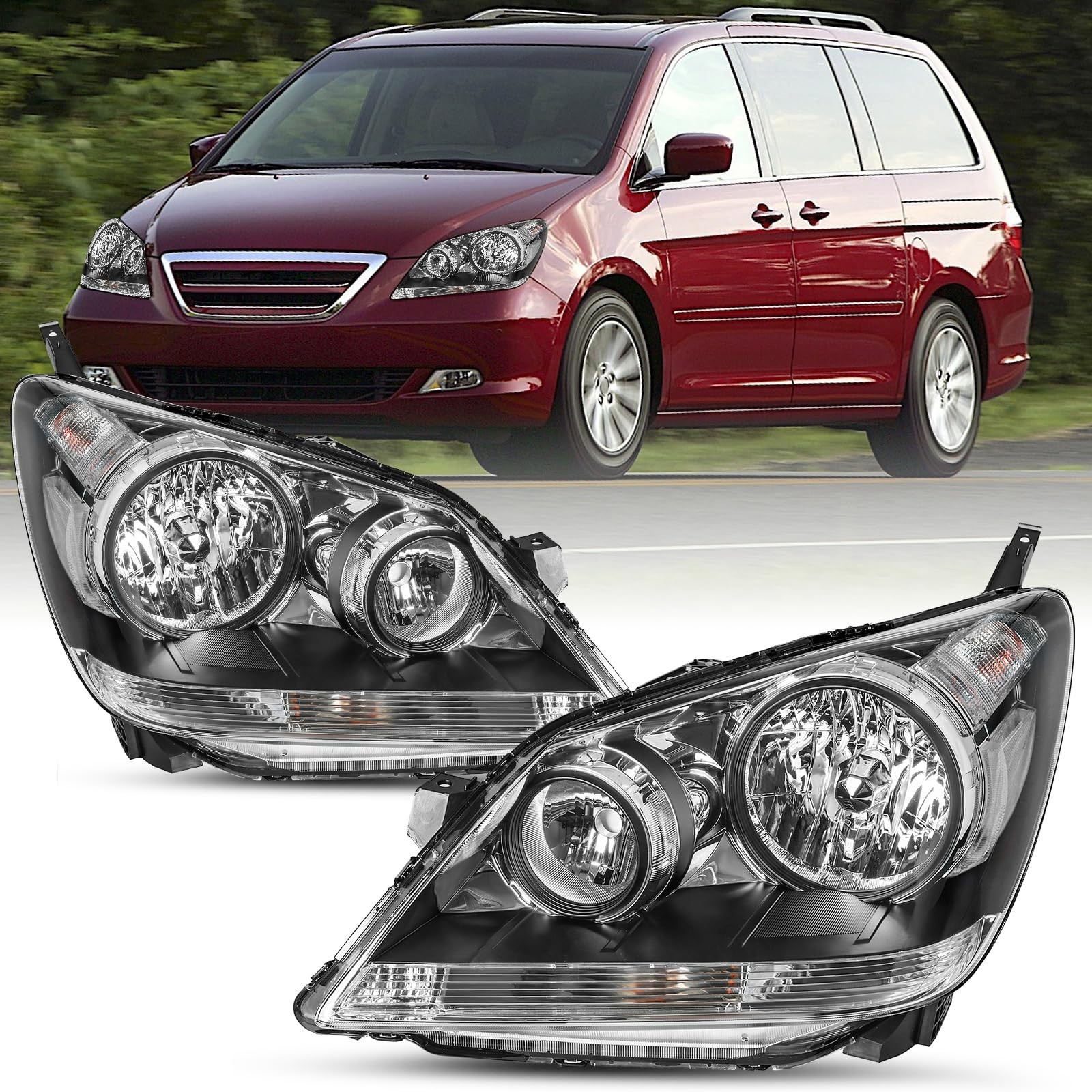 -For 2005-2010 Honda Odyssey Headlights Assembly Pair