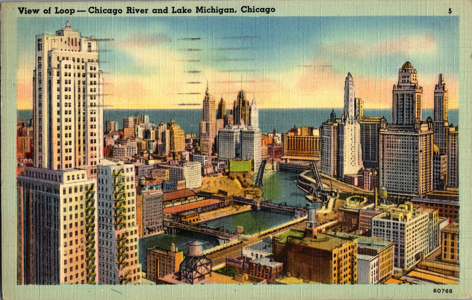 Vintage Postcard Chicago IL Air View Lake Michigan Air Sky View 1942 Vintage Postcard Chicago IL Air View Lake Michigan Air Sky View 1942