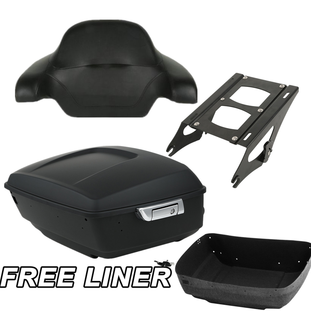 King Trunk Backrest Pad Mount Rack Fit For Harley Touring 2014-2025 Matte Black