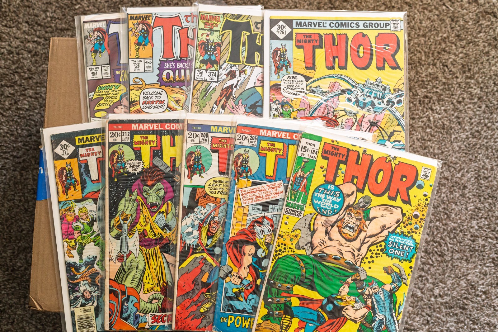 Lot of 9 The Mighty Thor #184 206 208 212 257 261 374 402 403 Marvel COMICS VG Lot of 9 The Mighty Thor #184 206 208 212 257 261 374 402 403 Marvel COMICS VG