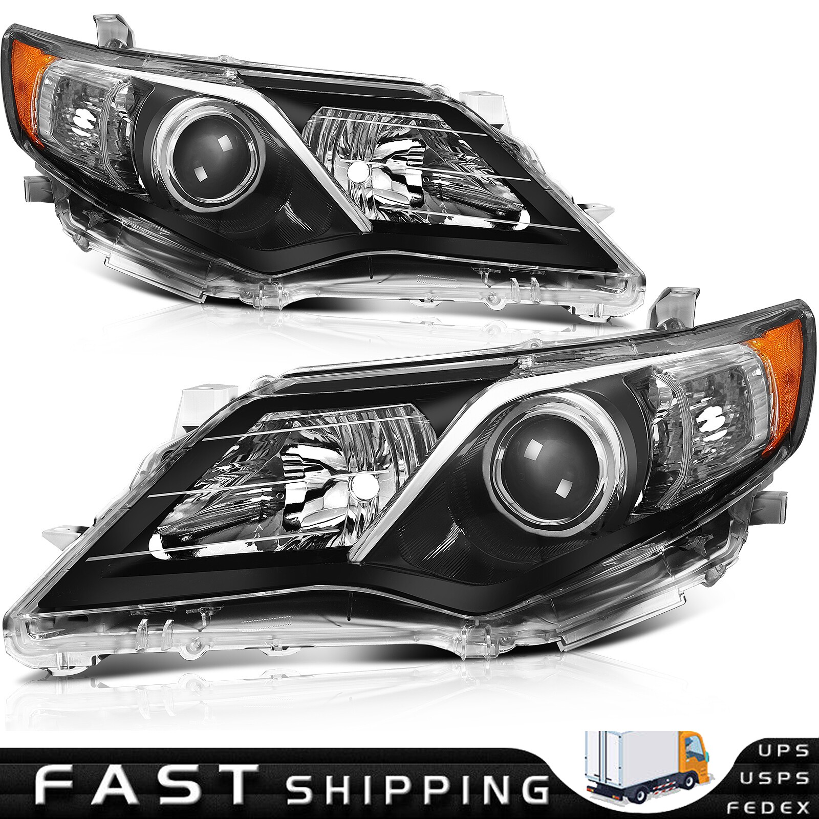 For Toyota Camry [SE Style] 2012-2014 Projector blk Headlights lamps Left+Right