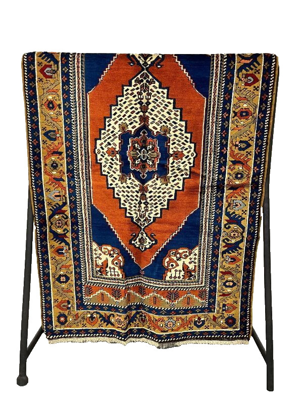 Vintage Tribal Medallion Handmade Turkish 4 x 6 Blue Area Rug