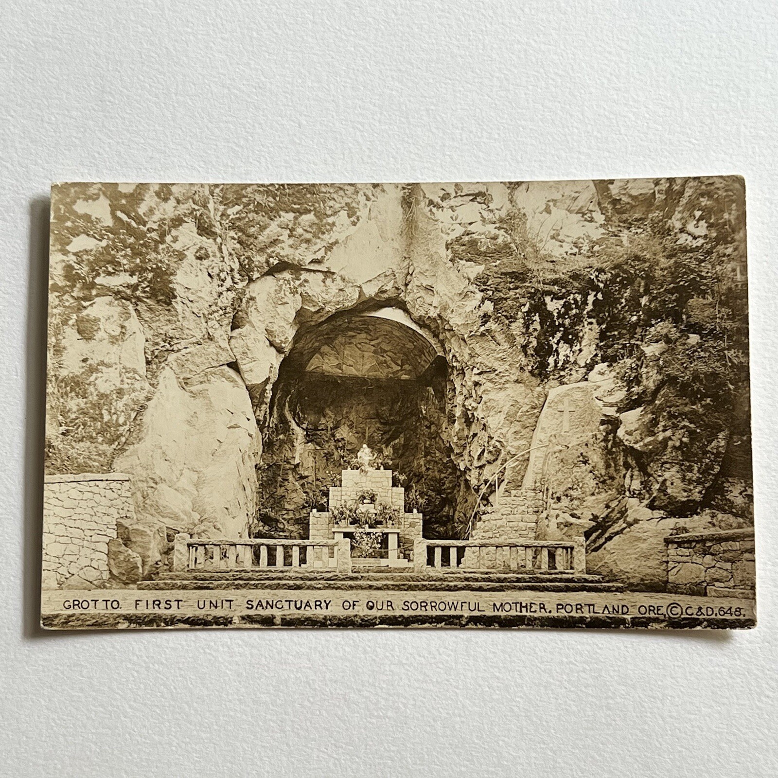Antique RPPC Real Photograph Postcard Grotto Catholic Shrine Portland OR